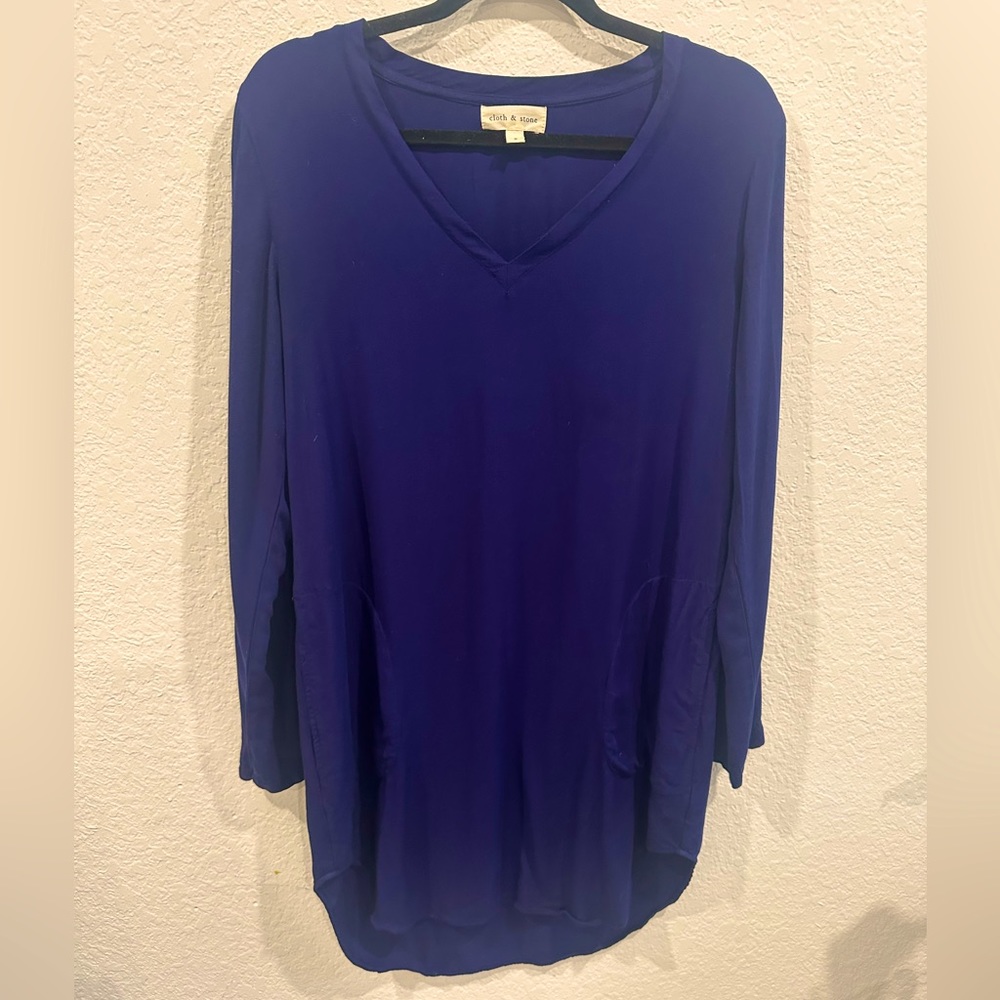 Deep Blue Shirt Dress from Anthropologie brand Cloth & Stone- Long Sleeved-small